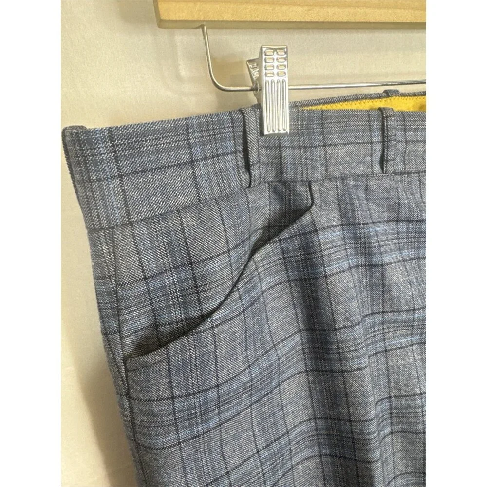 Vinntage La Fleche Bros Blue Gray Wool Plaid Pants Men’s 41x30‎ 70s